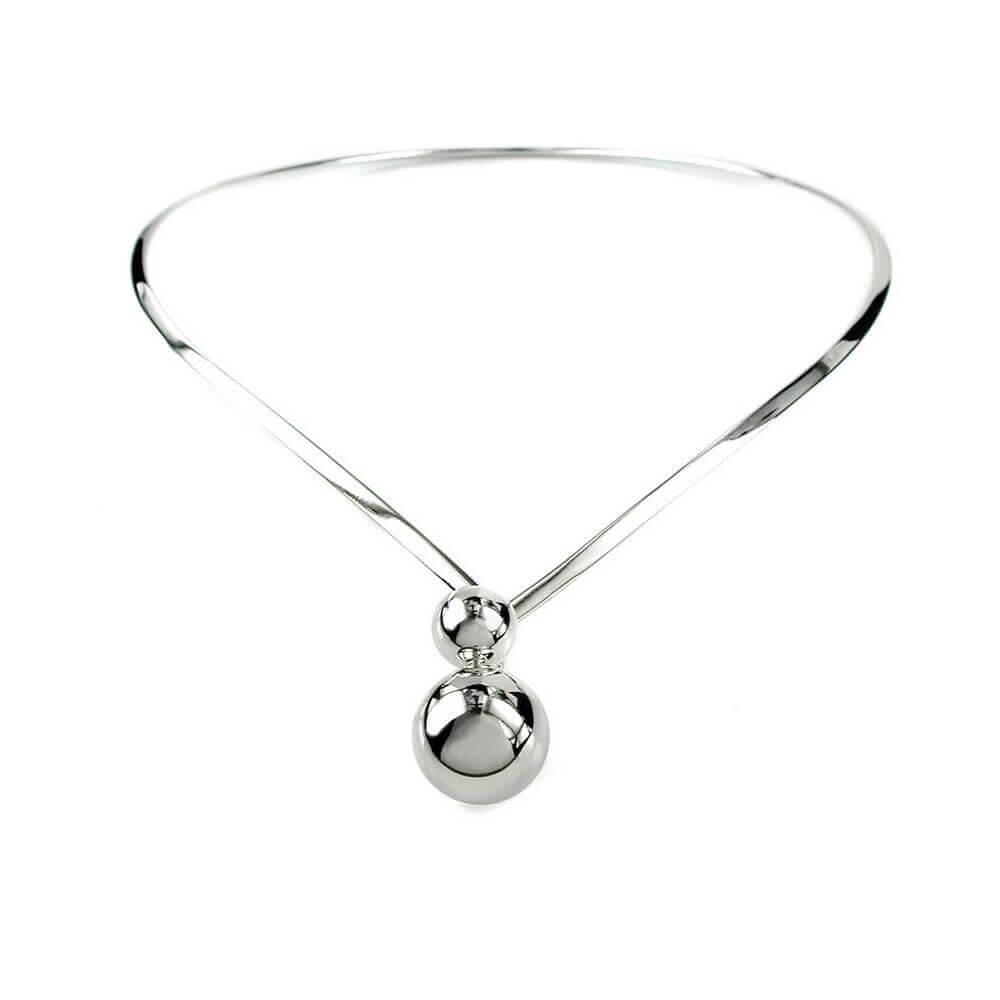 Peace of Mind Sterling Silver Double Ball Torque